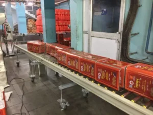 Roller Conveyor for moving jars